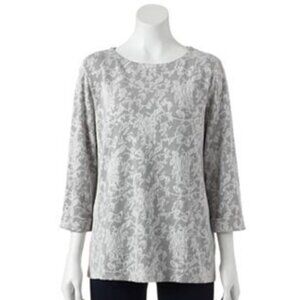 Croft & Barrow Tunic Size Med White Lace Overlay 3/4 Cuffed Sleeves